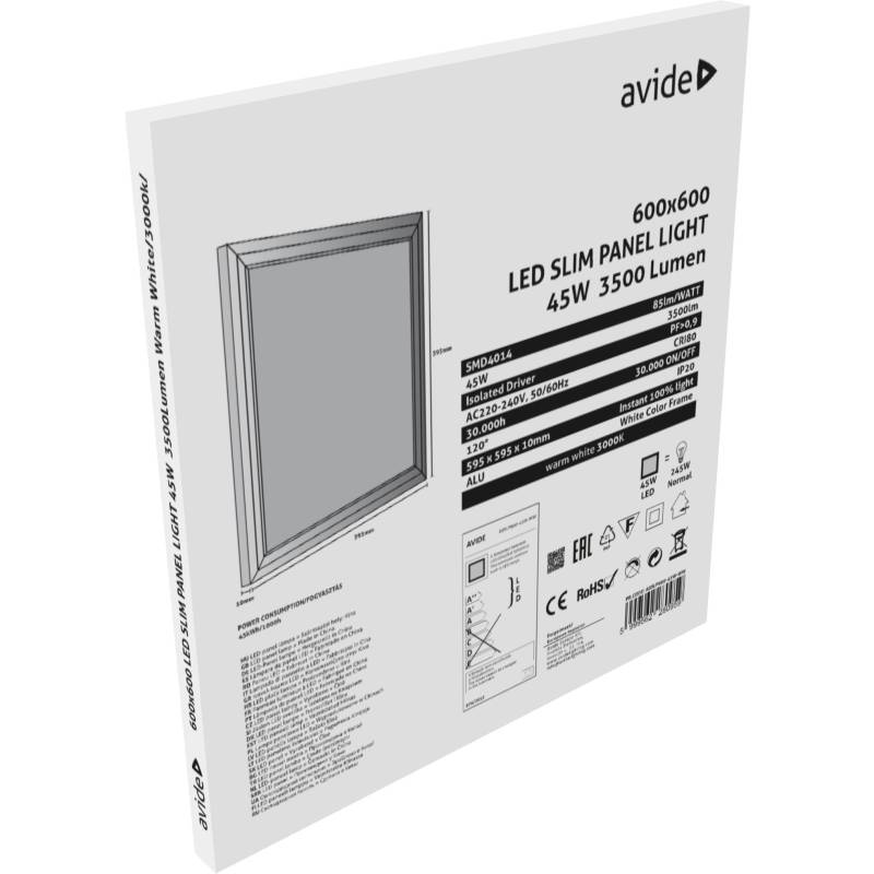 Avide LED Slim Panel 600x600x10mm 45W WW Installation Panel von Avide