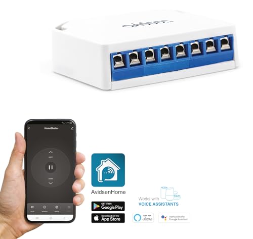 AVIDSEN Home Shutter, smartes WLAN-Funk Modul für die Nachrüstung jedes gängigen elektrischen Rollladenantriebs, WLAN Verbindung mit dem Router, Smartphone App, ohne Abonnement von Avidsen