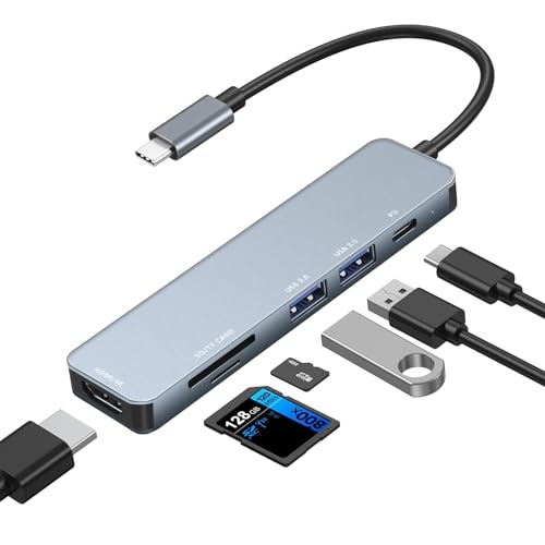 USB C Hub (6-in-1), Tragbarer 4K USB C HDMI Adapter mit PD 100W, USB 3.0 Ports, kompakt und stylisch für MacBook Pro/MacBook Air/M3 M2 M1 Laptop iPad Pro & mehr Typ-C Geräte von Avigers