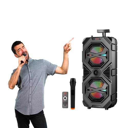 Avilia Kabelloser Bluetooth-Karaoke-Lautsprecher mit integriertem Mikrofon, Echo-Effekt, Bunte LED-Beleuchtung – tragbare Lautsprecher, Akku 2400 mAh, perfekt für Partys und Events Avilia Kabelloser Bluetooth-Karaoke-Lautsprecher mit integriertem Mikrofon, Echo-Effekt, Bunte LED-Beleuchtung – tragbare Lautsprecher, Akku 2400 mAh, perfekt für Partys und Events von Avilia