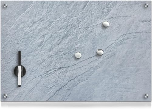 Magnetische Wandtafel für Notizen – Memoboard aus Glas – Wandplaner – Magnettafel mit Marker und 3 Magneten – Schwarz mit Schiefer-Effekt, 60 x 40 cm von Avilia