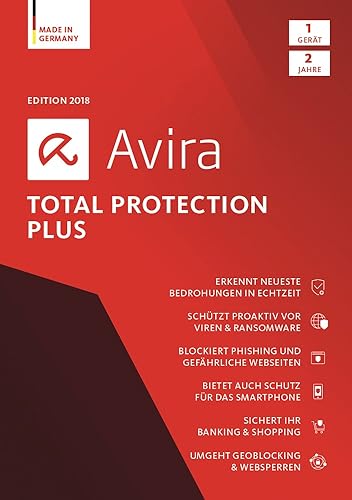 Avira Total Protection Plus Edition 2018 / Sicheres Virenschutzprogramm inkl. Avira Phantom VPN Pro (2-Jahres-Abonnement) für 1 Gerät / Download für Windows (7,8,8.1,10), Mac & Android [Online Code] von Avira GmbH & Co. KG