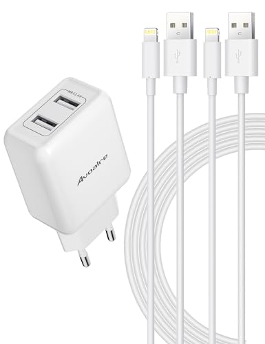 Avoalre iPhone Ladegerät 12W, 2 Port 2M iPhone Ladekabel mit Netzteil, USB Ladegerät kompatibel mit iPhone XR/XS/XS Max,iPhone 11,iPad Air/Mini und weitere(Weiß) von Avoalre