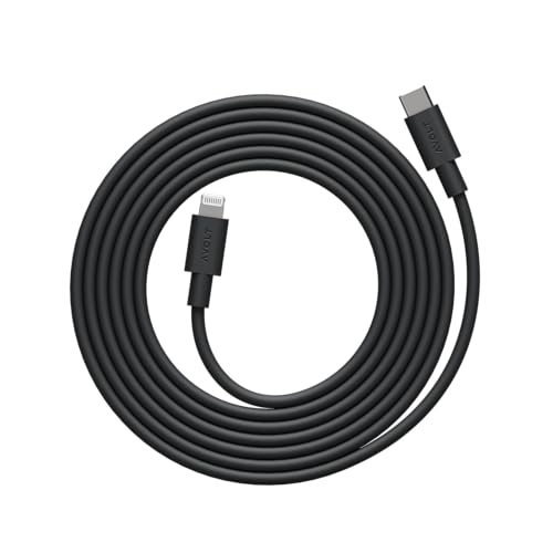 Avolt Cable 1 USB-C auf Lightning Kabel – 2 m MFi-zertifiziert, 60 W Schnellladen für iPhone, iPad – langlebiges & flexibles Silikon – Premium Lightning-Ladekabel im skandinavischen Design (Schwarz) von Avolt