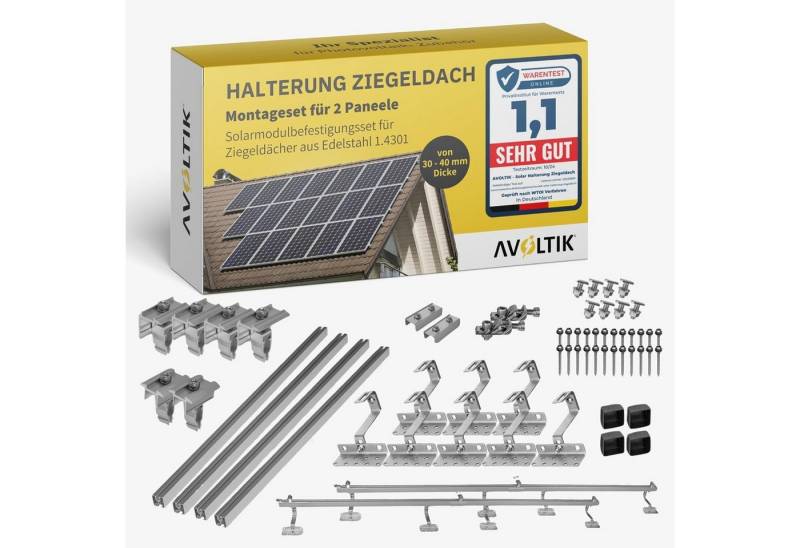 avoltik Solar-Halterung Ziegeldach Montageset Dach Befestigung f 2 Solarmodule Solarmodul-Halterung, (Avoltik Solar Halterung Ziegeldach Montageset Dach Befestigung für 2 Module, Avoltik Solar Halterung Ziegeldach Montageset Dach Befestigung, Avoltik Solar Halterung Ziegeldach Montageset Dach Befestigung) von Avoltik