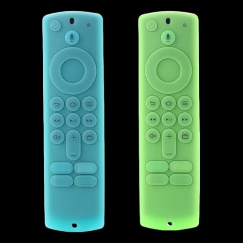 Silikon-Schutzhülle für Fernbedienung 3./4K/HD, rutschfest, leuchtende Schutzhülle mit Handschlaufe, Grün und Blau von Avtbeisty