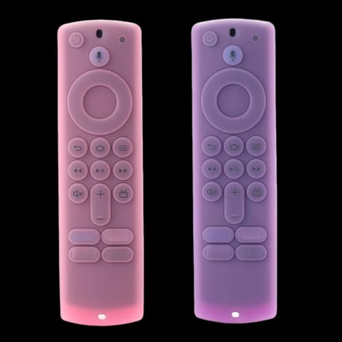 Silikon-Schutzhülle für Fernbedienung 3./4K/HD, rutschfest, leuchtende Schutzhülle mit Handschlaufe, Violett und Rosa von Avtbeisty