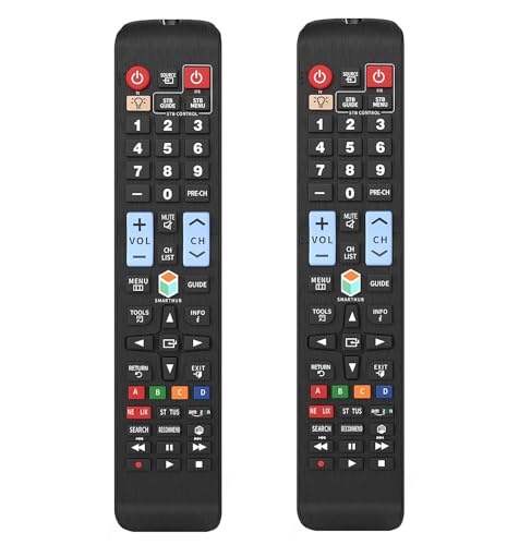 Universal-Fernbedienung für alle Samsung TV Smart LED LCD TV LCD LED QLED SUHD UHD HDTV Curved Plasma 4K 3D Smart TVs, mit Tasten für Netflix, Prime Video, Smart Hub, Hintergrundbeleuchtung, 2 Stück von Avtbeisty