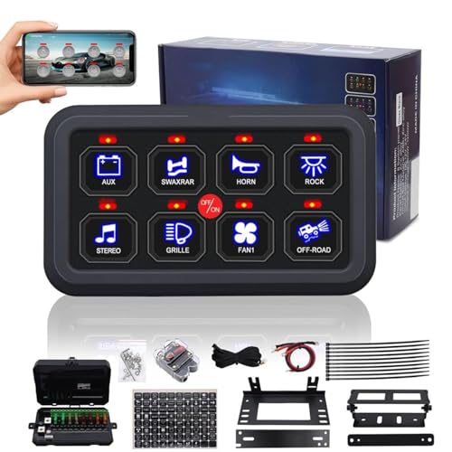Avutrel 8 Gang Schalter Panel Kit mit APP-Steuerung, Touch Switch Box Schalttafel, 12V/24V Schalttafel mit 7 Farben RGB-Beleuchtung für Auto, LKW, Boote, Yachten und Wohnmobile Avutrel 8 Gang Schalter Panel Kit mit APP-Steuerung, Touch Switch Box Schalttafel, 12V/24V Schalttafel mit 7 Farben RGB-Beleuchtung für Auto, LKW, Boote, Yachten und Wohnmobile von Avutrel