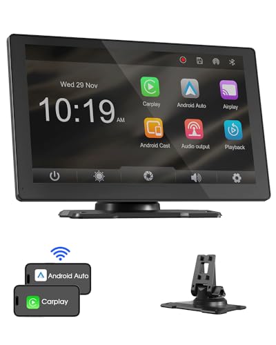 Autoradio 9 Zoll kabelloses tragbarer Bildschirm, Auto-Audio-Empfänger mit Bluetooth, Mirror Link,AUX/FM,GPS-Navigation für das Auto,Sprachsteuerung,Loop-Aufnahme von Avylet