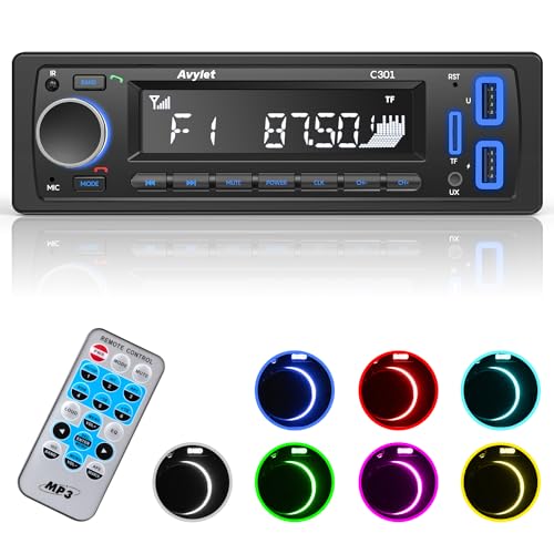 Autoradio Bluetooth 5.0,Avylet Autoradio mit Bluetooth Freisprecheinrichtung,7 Farben FM Autoradio 1 Din mit 2 USB/AUX/Speicherkarte/MP3-Player Autoradio Bluetooth 5.0,Avylet Autoradio mit Bluetooth Freisprecheinrichtung,7 Farben FM Autoradio 1 Din mit 2 USB/AUX/Speicherkarte/MP3-Player von Avylet