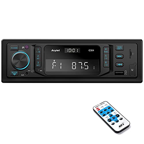 Autoradio Bluetooth 5.0,Avylet RDS/FM/AM/7 Farben 1 Din Autoradio mit Bluetooth Freisprecheinrichtung,2 USB/AUX-IN/MP3/SD,30 Sender Gespeichert Werden von Avylet