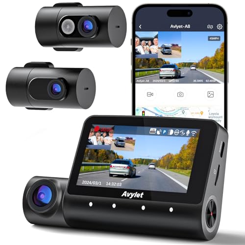 Avylet 5K/4K+1080P+1080P 3 Kanal Dashcam Auto, Vorne Hinten Innen, mit GPS, WiFi, IR Nachtsicht, 3 Parkmodus, Müdigkeitswarner, 3" IPS Bildschirm,unterstützt max. 512 GB, ideal für Langstrecken Avylet 5K/4K+1080P+1080P 3 Kanal Dashcam Auto, Vorne Hinten Innen, mit GPS, WiFi, IR Nachtsicht, 3 Parkmodus, Müdigkeitswarner, 3" IPS Bildschirm,unterstützt max. 512 GB, ideal für Langstrecken von Avylet