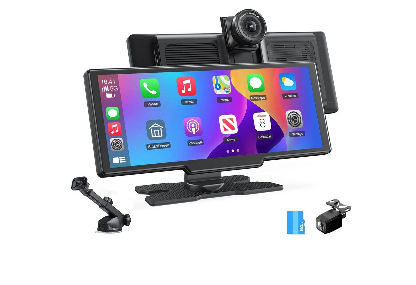 Avylet 9,26 '' 4K + 1080P Dashcam Auto Vorne Hinten, vier Audio Dashcam (HD, Passen Sie die Bildschirmhelligkeit automatisch an, Unterstützt Spiegelprojektion Airplay oder Android Cast) von Avylet
