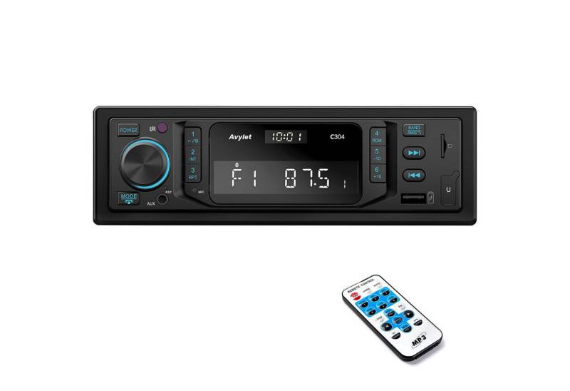 Avylet Autoradio Bluetooth 5.0 mit RDS/FM/AM/7 Farben 1 Din Autoradio Autoradio (RDS, Subwoofer, FM Tuner, AM-Tuner, Equalizer, Freisprecheinrichtung,2 USB/AUX-IN/MP3/SD,30 Sender Gespeichert Werden) von Avylet