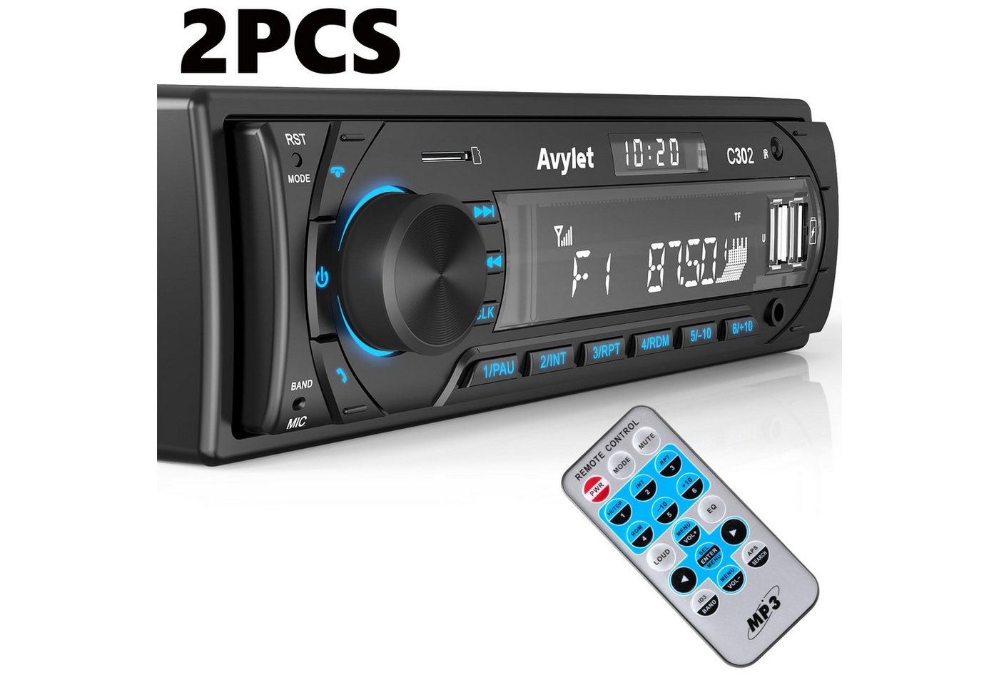 Avylet Autoradio Bluetooth mit 1 Din mit 2 USB/AUX/SD Karte/MP3-Player Autoradio (Hände frei,LCD mit Uhr,Anpassen des EQ-Sounds,Stromausfall speicher, Kompatible mit Lautsprecher, Smartphone,Android und iOS) Avylet Autoradio Bluetooth mit 1 Din mit 2 USB/AUX/SD Karte/MP3-Player Autoradio (Hände frei,LCD mit Uhr,Anpassen des EQ-Sounds,Stromausfall speicher, Kompatible mit Lautsprecher, Smartphone,Android und iOS) von Avylet