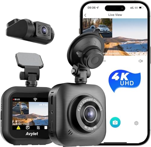 Dashcam Auto mit Vorne Hinten 4K/1080P, Autokamera mit WiFi, APP Steuerung,170° Weitwinkel und Super Nachtsicht,WDR,G-Sensor, Loop-Aufnahme 24Std.Parküberwachung/Bewegungserkennung Dashcam Auto mit Vorne Hinten 4K/1080P, Autokamera mit WiFi, APP Steuerung,170° Weitwinkel und Super Nachtsicht,WDR,G-Sensor, Loop-Aufnahme 24Std.Parküberwachung/Bewegungserkennung von Avylet