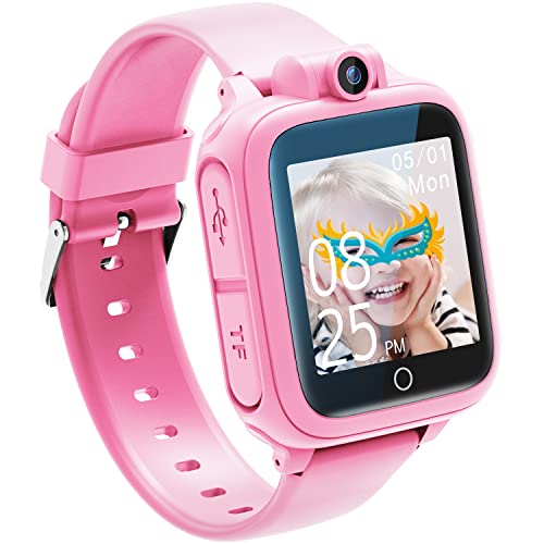 Awatty Smart Watch für Kinder, 90° drehbare Kamera, 14 Spiele, 10 Sprachen, Wecker, Modische Smartwatches für Kinder von 3 bis 14 Jahren, tolle Geschenke für Mädchen und Jungen (Rosa) von Awatty