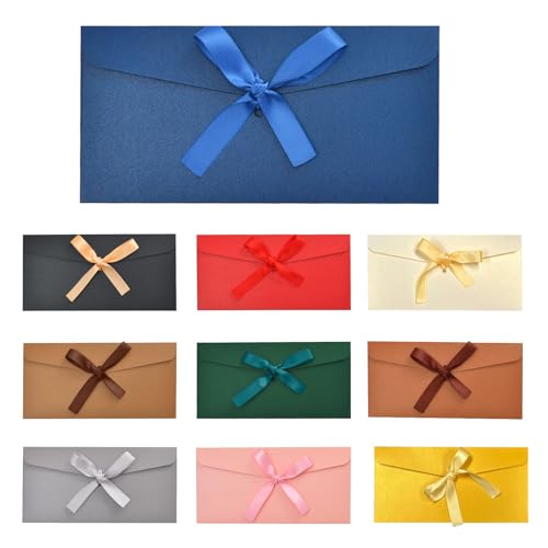 Aweisile 10 Stück Briefumschläge Bunt Briefumschläge Kraftpapier Bunt 22 x 11cm Farbige Briefumschläge Perlglanzpapier Blanko Vintage Umschläge mit Bändern für Weihnachten Geburtstag Hochzeiten von Aweisile