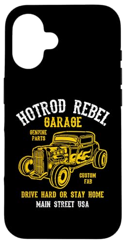 Hotrod Rebel Automotive Nostalgie Old Car Distressed Design Hülle für iPhone 16 Hotrod Rebel Automotive Nostalgie Old Car Distressed Design Hülle für iPhone 16 von Awesome Classic Hotrod Car Designs and Souvenirs
