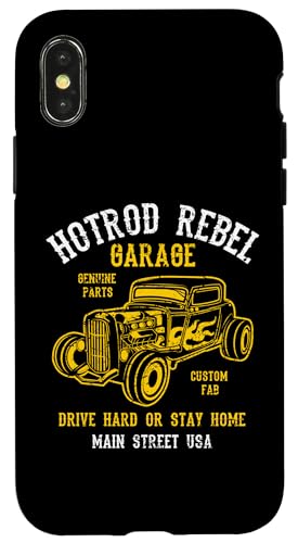 Hotrod Rebel Automotive Nostalgie Old Car Distressed Design Hülle für iPhone X/XS von Awesome Classic Hotrod Car Designs and Souvenirs
