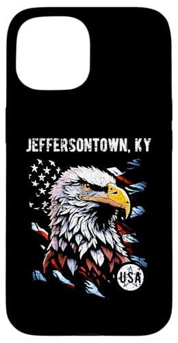 Jeffersontown KY Patriotischer Adler USA Flagge Vintage Design Hülle für iPhone 15 von Awesome Jeffersontown KY USA Designs and Souvenirs