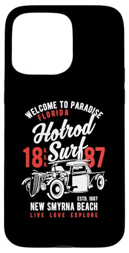 Smyrna Beach Florida Retro Hotrod Surf Design Hülle für iPhone 15 Pro Max von Awesome New Smyrna Beach Florida Souvenirs Designs