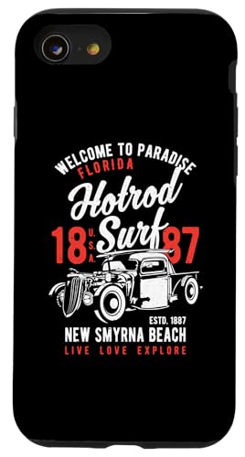 Smyrna Beach Florida Retro Hotrod Surf Design Hülle für iPhone SE (2020) / 7 / 8 von Awesome New Smyrna Beach Florida Souvenirs Designs