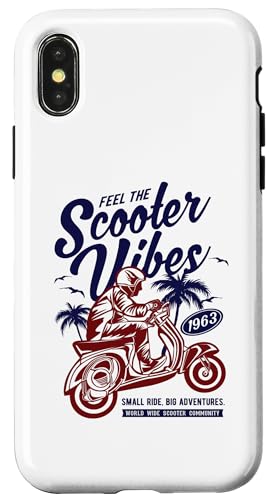 Feel The Scooter Vibes Roller-Design im Retro-Stil Hülle für iPhone X/XS von Awesome Retro Scooter Riders Designs and Souvenirs