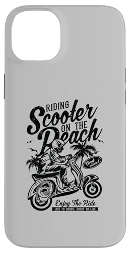 Roller am Strand Retro Vintage Used-Look Design Hülle für iPhone 14 Plus von Awesome Retro Scooter Riders Designs and Souvenirs