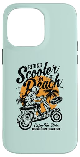 Roller am Strand Retro Vintage Used-Look Design Hülle für iPhone 14 Pro Max von Awesome Retro Scooter Riders Designs and Souvenirs