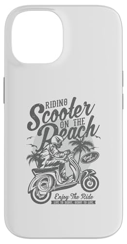 Roller am Strand Retro Vintage Used-Look Design Hülle für iPhone 14 von Awesome Retro Scooter Riders Designs and Souvenirs