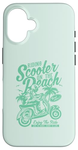 Roller am Strand Retro Vintage Used-Look Design Hülle für iPhone 16 von Awesome Retro Scooter Riders Designs and Souvenirs