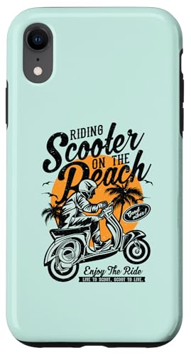 Roller am Strand Retro Vintage Used-Look Design Hülle für iPhone XR von Awesome Retro Scooter Riders Designs and Souvenirs