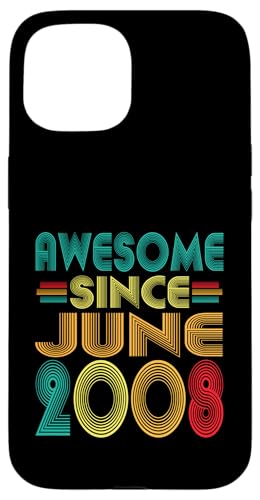 Fantastisch seit Juni 2008, 17. Geburtstag, lustiger Vintage-Stil Hülle für iPhone 15 Fantastisch seit Juni 2008, 17. Geburtstag, lustiger Vintage-Stil Hülle für iPhone 15 von Awesome Since June 2008 Years 17th Bday Tee