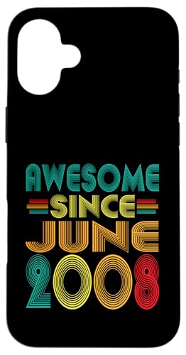 Fantastisch seit Juni 2008, 17. Geburtstag, lustiger Vintage-Stil Hülle für iPhone 16 Plus Fantastisch seit Juni 2008, 17. Geburtstag, lustiger Vintage-Stil Hülle für iPhone 16 Plus von Awesome Since June 2008 Years 17th Bday Tee