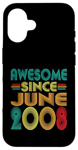 Fantastisch seit Juni 2008, 17. Geburtstag, lustiger Vintage-Stil Hülle für iPhone 16 Fantastisch seit Juni 2008, 17. Geburtstag, lustiger Vintage-Stil Hülle für iPhone 16 von Awesome Since June 2008 Years 17th Bday Tee