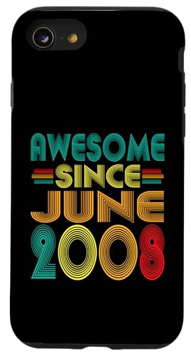 Fantastisch seit Juni 2008, 17. Geburtstag, lustiger Vintage-Stil Hülle für iPhone SE (2020) / 7 / 8 von Awesome Since June 2008 Years 17th Bday Tee
