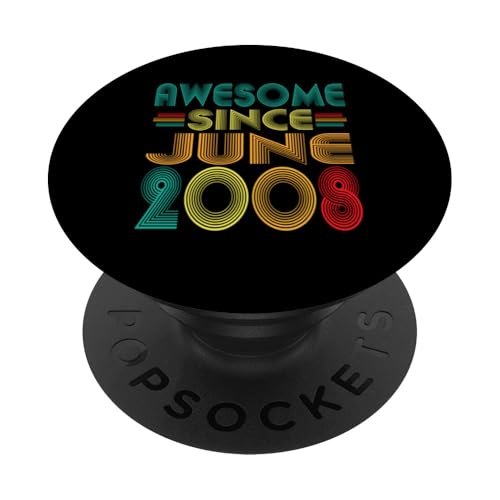 Fantastisch seit Juni 2008, 17. Geburtstag, lustiger Vintage-Stil PopSockets Klebender PopGrip von Awesome Since June 2008 Years 17th Bday Tee