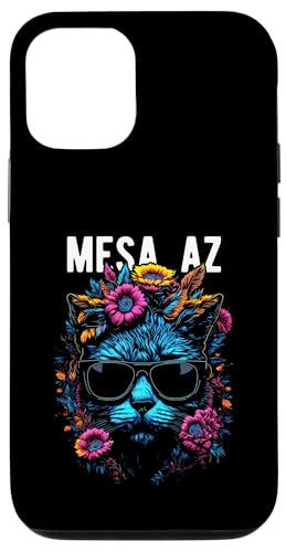 Mesa AZ USA Katze trägt Sonnenbrille und Blumen Design Hülle für iPhone 12/12 Pro von Awesome Town of Mesa AZ USA Souvenirs Designs