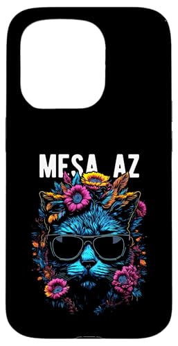 Mesa AZ USA Katze trägt Sonnenbrille und Blumen Design Hülle für iPhone 15 Pro Mesa AZ USA Katze trägt Sonnenbrille und Blumen Design Hülle für iPhone 15 Pro von Awesome Town of Mesa AZ USA Souvenirs Designs
