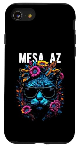 Mesa AZ USA Katze trägt Sonnenbrille und Blumen Design Hülle für iPhone SE (2020) / 7 / 8 von Awesome Town of Mesa AZ USA Souvenirs Designs