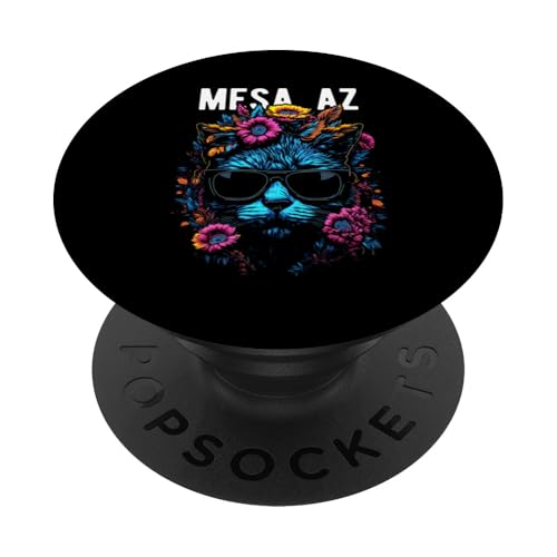 Mesa AZ USA Katze trägt Sonnenbrille und Blumen Design PopSockets Klebender PopGrip von Awesome Town of Mesa AZ USA Souvenirs Designs