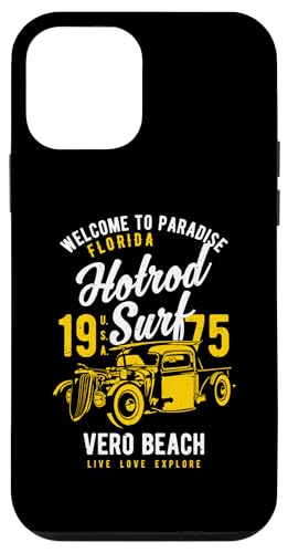 Vero Beach Florida Retro-Hotrod Surf-Design im Used-Look Hülle für iPhone 12 mini von Awesome Vero Beach Florida Souvenirs and Designs