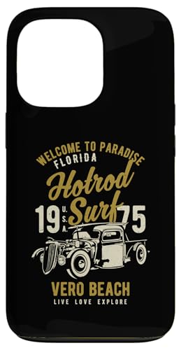 Vero Beach Florida Retro-Hotrod Surf-Design im Used-Look Hülle für iPhone 13 Pro von Awesome Vero Beach Florida Souvenirs and Designs