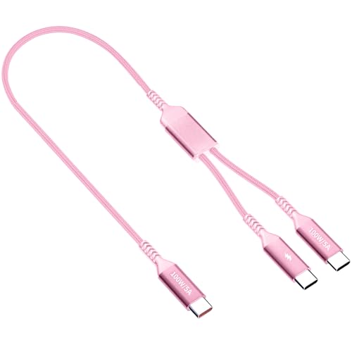 USB C Kabel 1.2M Rosa, Multi 2-in-1 USB C zu USB C Kabel 100W Max, Schnellladekabel für iPhone 16 15 Serie, MacBook, iPad, Samsung S25, Xiaomi, Huawei, Moto (USB 2.0, geflochten) von Awnuwuy