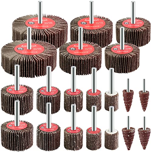 Awutzut Fächerschleifer Set Korn 80 Lamellenschleifer Schleifaufsatz für Bohrmaschine,Akkuschrauber,Geradschleifer (20PCS) von Awutzut