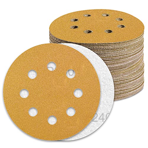 Schleifpapier 125mm Klett Schleifscheiben 240 Körnung 8 Loch 100St. für Exzenterschleifer Schleifmaschine Poliermaschine Schleifpapier 125mm Klett Schleifscheiben 240 Körnung 8 Loch 100St. für Exzenterschleifer Schleifmaschine Poliermaschine von Awutzut