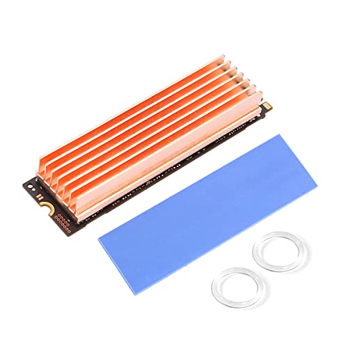 Awxlumv M.2 Kühlkörper aus reinem Kupfer NVMe M.2 2280 SSD DIY 7 Lamellen Kühler für Schreibtisch Computer (2 Stück) von Awxlumv
