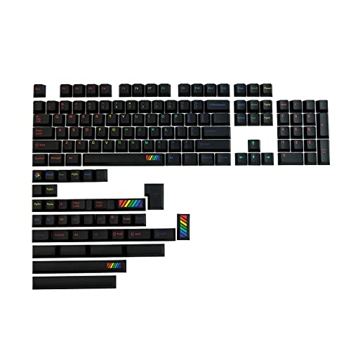 GMK Midnight Rainbow Keycaps PBT Dye Sub für MX Switches Cherry Mechanische Tastatur, 142 Tasten, passend für 61 63 64 65 67 68 80 Gmk Keycaps Clone Black von Awydky